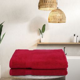 BIANCA Red Set of 2 Solid 500 GSM Cotton Bath Towels-image-102