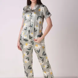 Masha Floral Printed Satin Night Suit-image-44