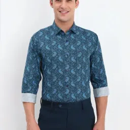 Allen Solly Blue Cotton Slim Fit Printed Shirt-picture-22