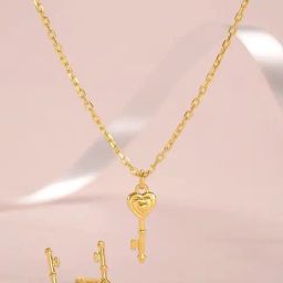 Mia by Tanishq Love Key 14k Gold Necklace Set-image-8