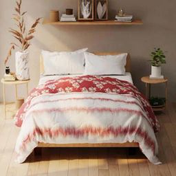 Bianca Romelio White & Burgundy 152 TC Micro Fabric Double Comforter-image-39
