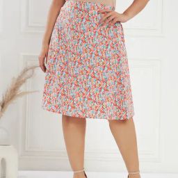 CURVE BY KASSUALLY Multicolor Floral Print Skirt-image-76
