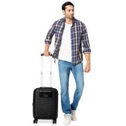 Calvin Klein Avenue Black Textured Hard Cabin Trolley Bag - 52 cm-image-35
