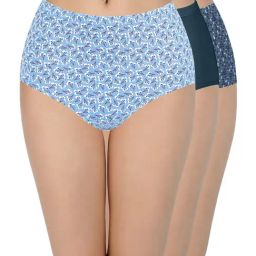 Every De by Amante Blue Cotton Printed Panties - Pack Of 3-image-21