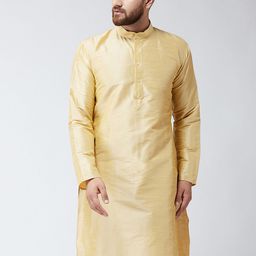 SOJANYA Men Golden-Coloured Solid Straight Kurta-picture-0