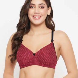 Clovia Maroon Cotton Printed T-Shirt Bra-picture-48