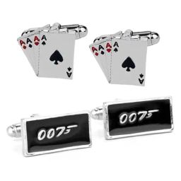 Peora Silver Plated 4 Aces Poker Cufflinks for Men-image-67