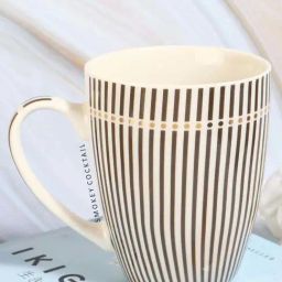 Smokey Cocktail Brown Ceramic Line Design Coffee Mug (350ml)-image-9