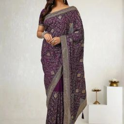 Soch Purple Embroidered Sarees-image-50