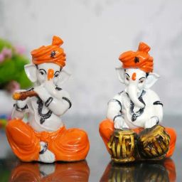 eCraftIndia Set of 2 Ganesha Playing Tabla and Flute-16