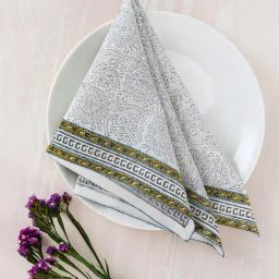 Fabindia Ochre & Grey Cotton Napkin Set of 4-image-13
