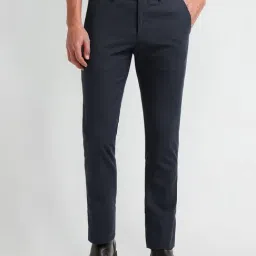 Arrow Blue Slim fit Solid Trousers-image-22
