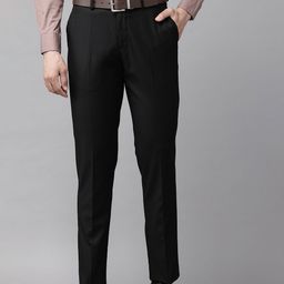 Blackberrys Men Textured Slim Fit Low-Rise Formal Trousers-picture-1