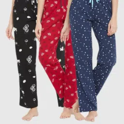 Clovia Assorted Printed Pajamas (Pack of 3)-image-22