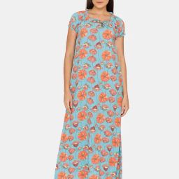 Zivame Blue Floral Print Nighty-picture-47