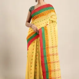 Kalakari India Yellow Cotton Woven Saree With Unstitched Blouse-image-95