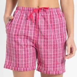 Jockey Pink Checks Night Shorts-image-86