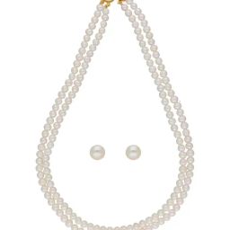 Sri Jagdamba Pearls Omaja Pearl White Alloy Necklace & Earring Set-image-77
