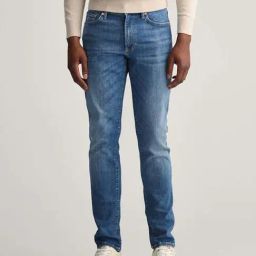 GANT Blue Slim Fit Lightly Washed Jeans-picture-16