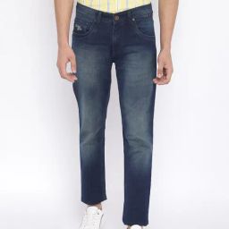 Cantabil Blue Regular Fit Lightly Washed Jeans-image-89
