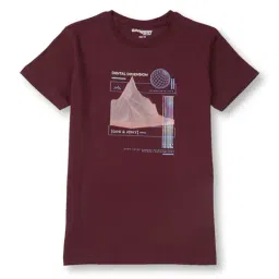 Gini & Jony Kids Maroon Cotton Graphic T-Shirt-picture-38