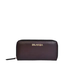 BELWABA Brown Solid Zip Around Wallet for Women-15