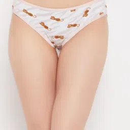 Clovia White & Pink Printed Bikini Panty-image-77