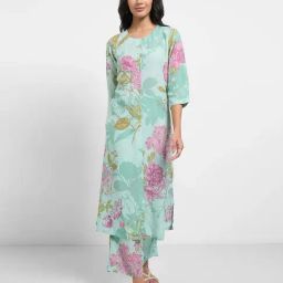 Rangmanch by Pantaloons Aqua Haze Printed Kurta Sets-image-60