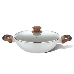 Bergner Naturally Forged White Aluminium Non Stick 20 cm Kadai With Glass Lid (1.2 L)-43