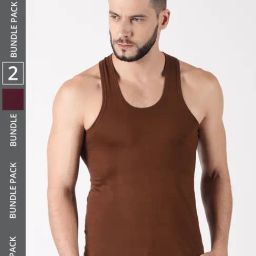 Dollar Lehar Assorted Cotton Regular Fit Vest - Pack Of 2-image-57
