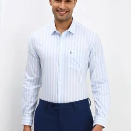 Allen Solly Blue Slim Fit Striped Shirt-image-49
