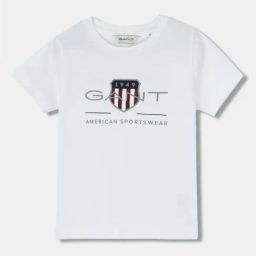 Gant Kids White Cotton Printed T-Shirt-image-58