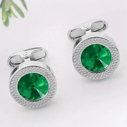 Peora Green Silver Two Tone Cufflinks for Men-image-68