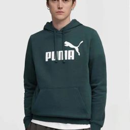 Puma Green Regular Fit Logo Printed Hooded Sweatshirt-image-93