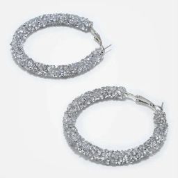 Sohi Silver Plated Designer Hoop Earrings-image-24