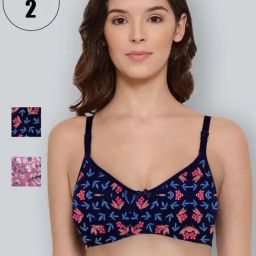 Lyra Navy & Pink Cotton Printed T-Shirt Bras - Pack Of 2-picture-24