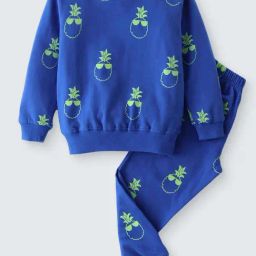 Nite Flite Boys Royal Blue Cotton Printed Full Sleeves Co-ord Sets-image-30