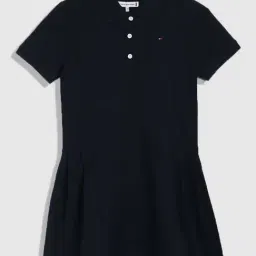 TOMMY HILFIGER Girls Dark Night Navy Cotton Solid Dress-image-45