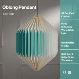FIG Living Sea Blue Paper Oblong Pendant Lamp-13