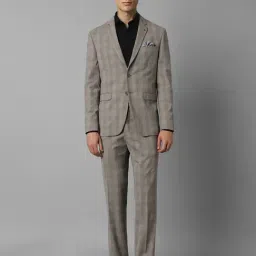 Louis Philippe Grey Slim Fit Checks Two Piece Suit-picture-35