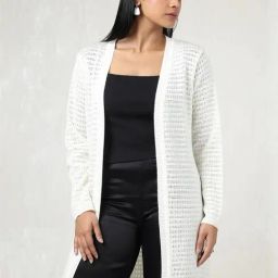 Soch White Regular Fit Self Pattern Shrugs image 5