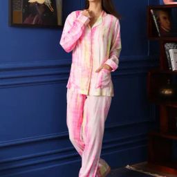 Dusk Attire Pink Perfect Mingle Tie & Dye Pyjama Set-image-90