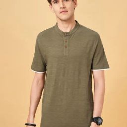 People By Pantaloons Coffee Cotton Slim Fit Henley T-Shirt-image-33