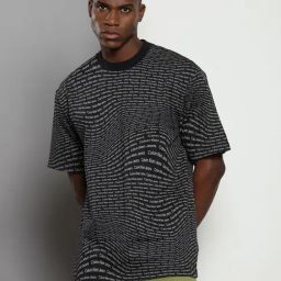 Calvin Klein Black Cotton Relaxed Fit Printed T-Shirt-image-44