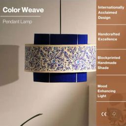 FIG Living Blue Cotton Color Weave Pendant Lamp-image-98