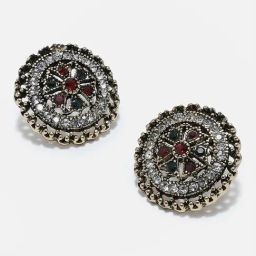 Sohi Gold Plated Designer Stone Stud Earrings-image-4