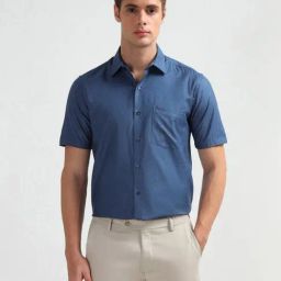 Arrow Blue Cotton Regular Fit Geometric Shirt-picture-20