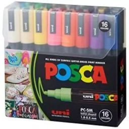 Uni Posca PC-5M 1.8-2.5 mm Medium Tip Multi Color Ink Water Based Paint Marker (Pack of 16 Pcs)-image-92