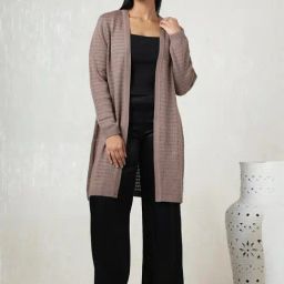 Soch Brown Regular Fit Self Pattern Shrugs-25