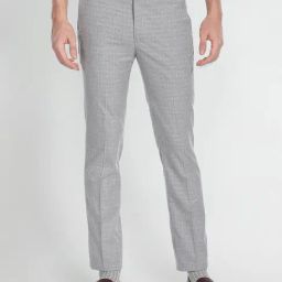 Arrow New York Grey Slim Fit Self Design Flat Front Trousers-image-23